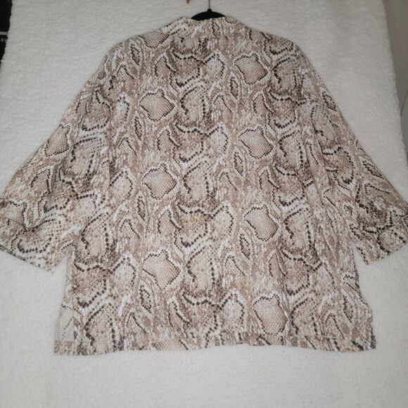 JM Collection Heavyweight Linen Top Womens 18 Button Blouse Animal Print - Picture 12 of 16